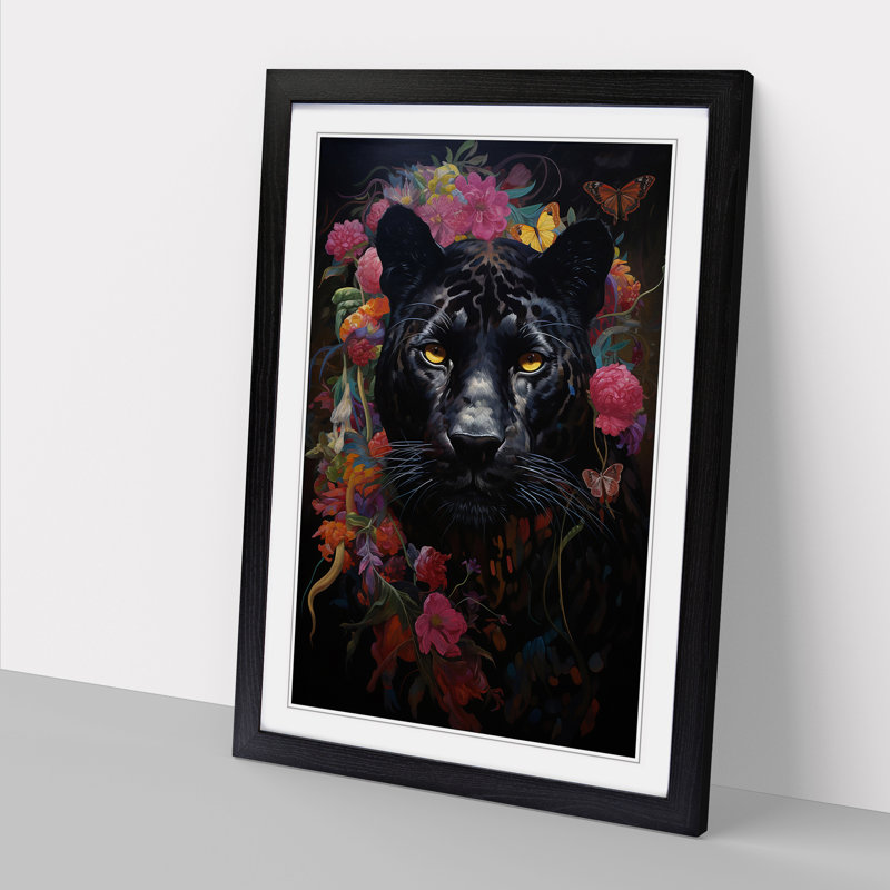 Panther Renaissance - Single Picture Frame Print on Wood, Black, 34" H x 25" W x 2" D
