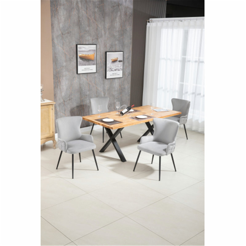 Chaise d'appoint en velours touffeté Boman, gris, Noir