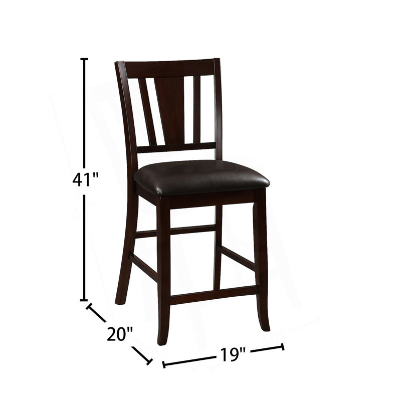 Ensemble de 2 chaises de comptoir traditionnelles avec assise rembourrée en similicuir espresso