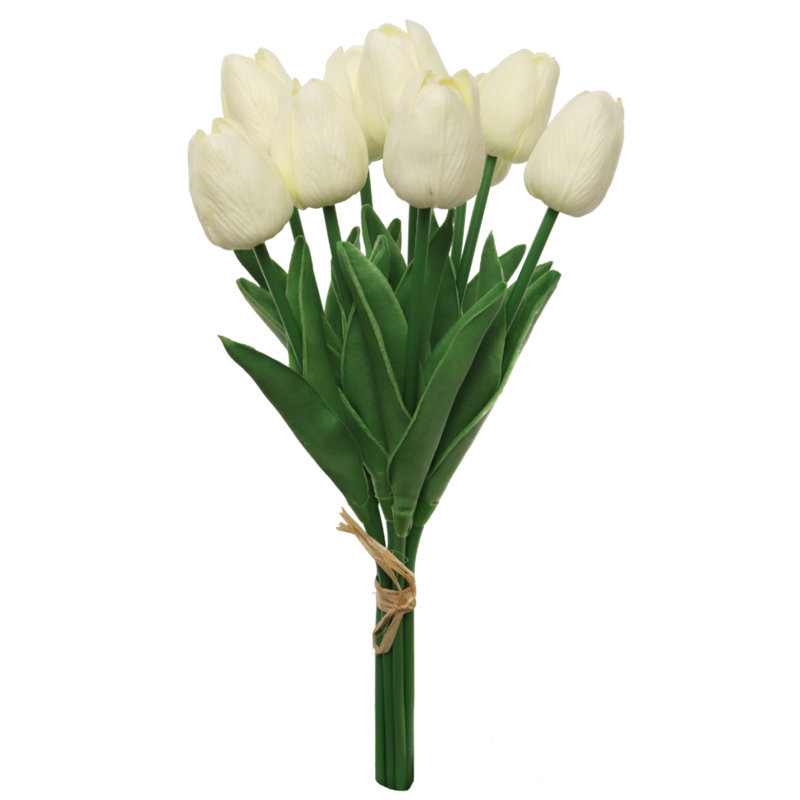 Ensemble de 2 lot de 13 tulipes blanches et crème - 9 tiges