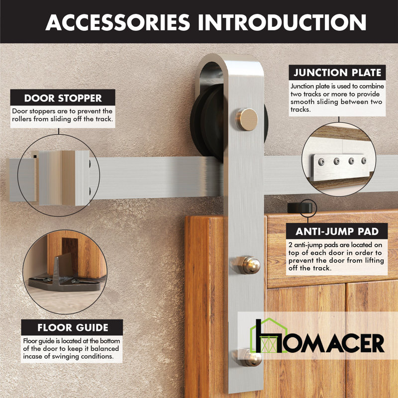 Brushed Nickel Classic Design Non-Bypass Single Track Two Door Hardware Kit, 48 in.