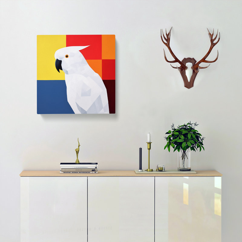 Cockatoo Suprematism - Wrapped Canvas - Framed Print