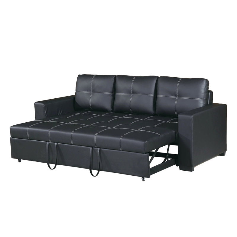 Fabuleux convertible en similicuir noir avec lit escamotable
