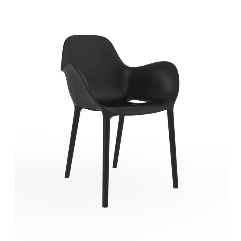 Sabinas Stacking Patio Dining Chair, Black