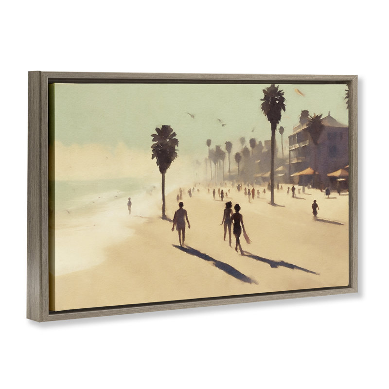  Toile flottante encadrée «Tropical Shore Walk» par Noah Bay, H 21 po x l 31 po, Cadre flottant orme Montalcino