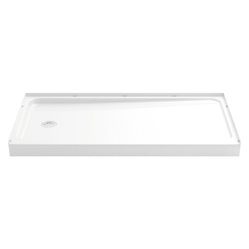 60" W x 74.75" H Frameless Rectangle Sliding Shower Kit with Towel Bar and Base Included, Nickel