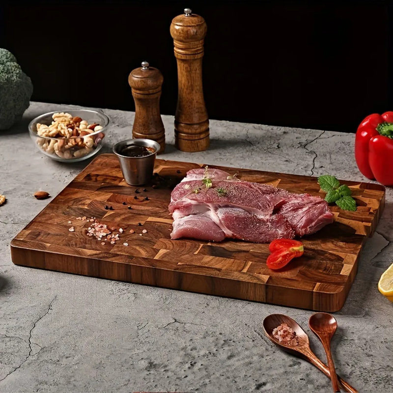 Grande planche à découper en bois d'acacia - planche à découper réversible pour viande, légumes, fruits et barbecue, planche de cuisine professionnelle pour les chefs et les cuisiniers à domicile