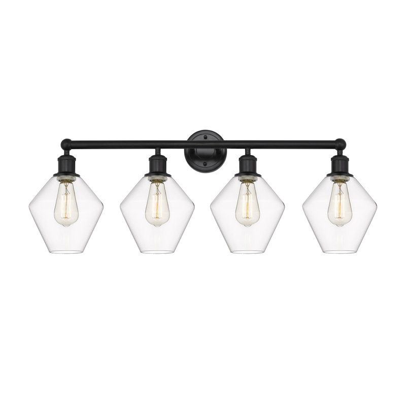 Éclairage de salle de bain à intensité variable 4 lumières Amylea, Transparent, Noir mat