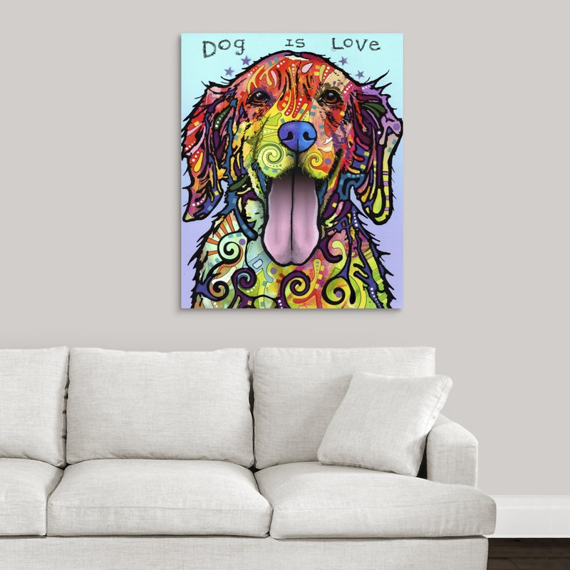 « dog is love », reproduction, Toile, H 20 po x l 16 po x P 1,5 po