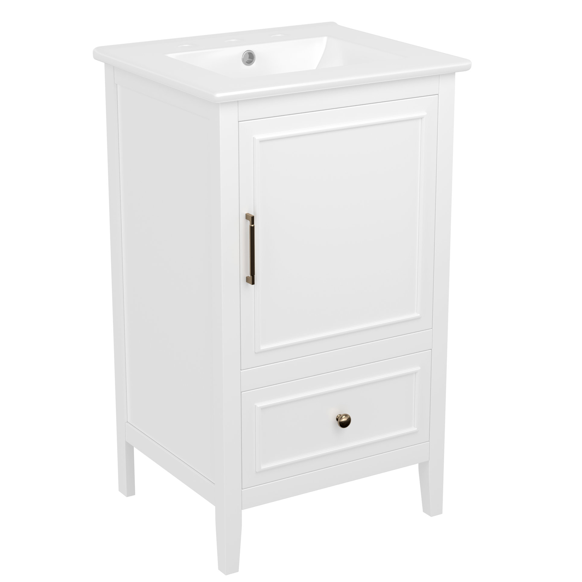 Ebern Designs White 20-inch Bathroom Vanity With Sink, Door Shelf