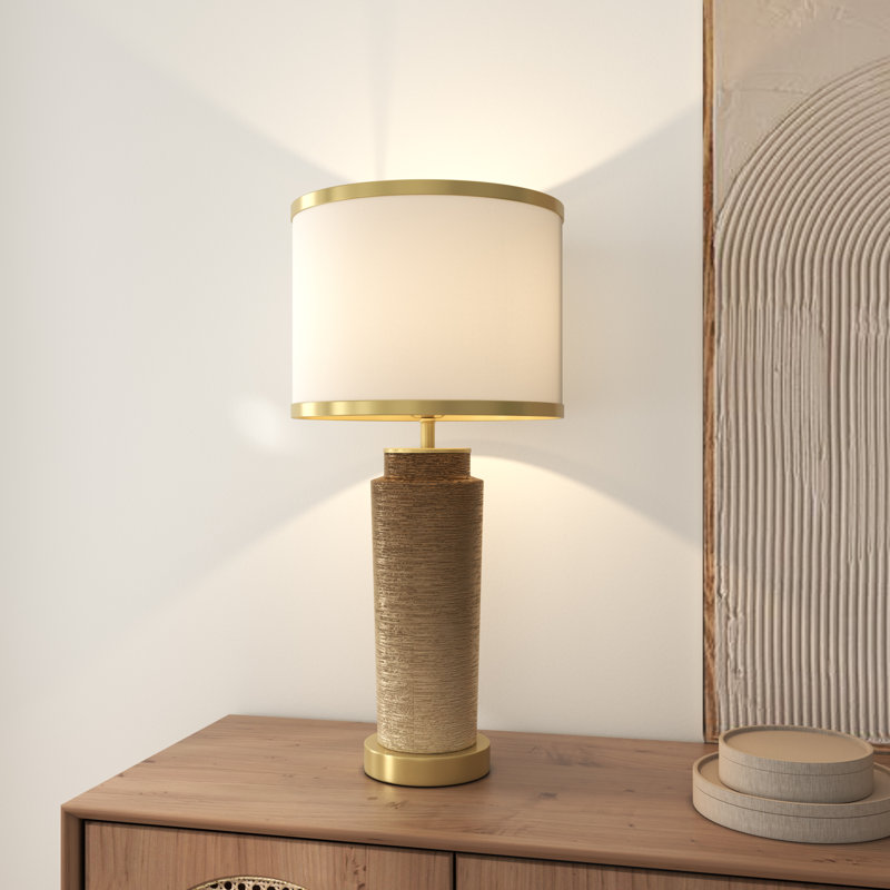 25 '' Modern Ceramic Table Lamp with USB Ports, Gold