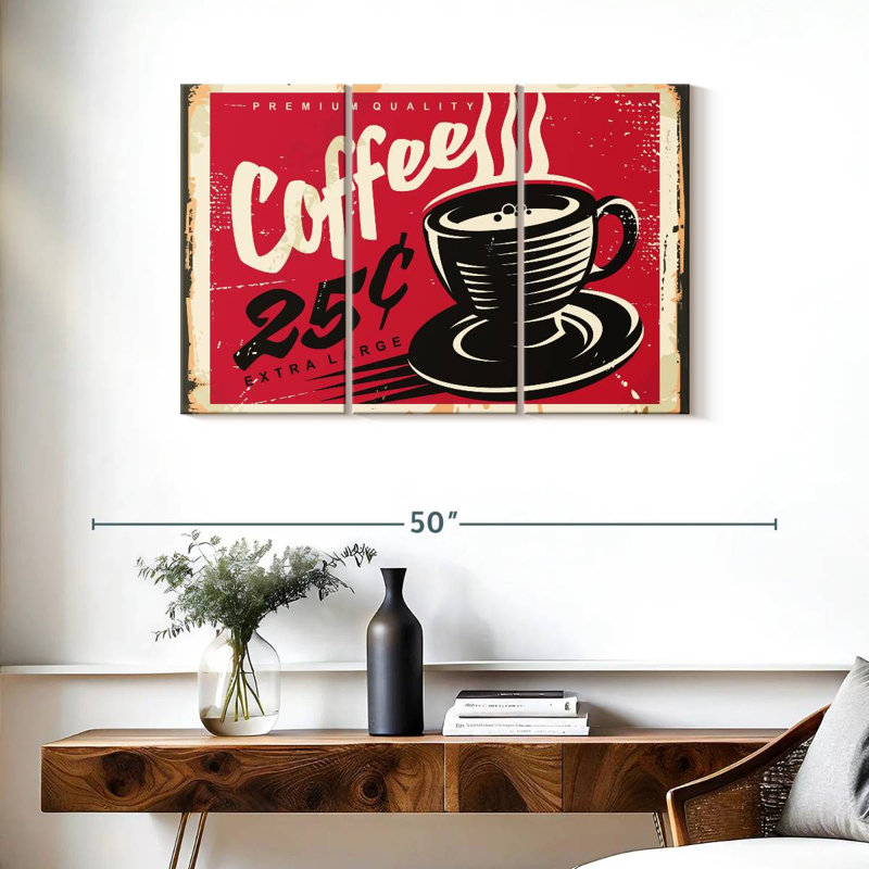 Vieille affiche murale café, H 24 po x l 38 po