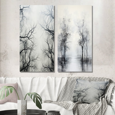 Monochromes Mystic Forest Consistency - Ensemble de 2 décorations murales monochromes