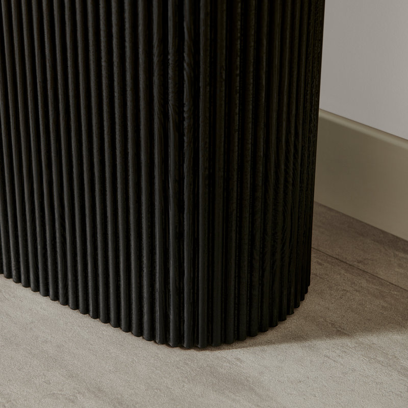 Penny Pillar Round Wood Console Table - Simple & Elegant Scandi Style, Espresso Wood