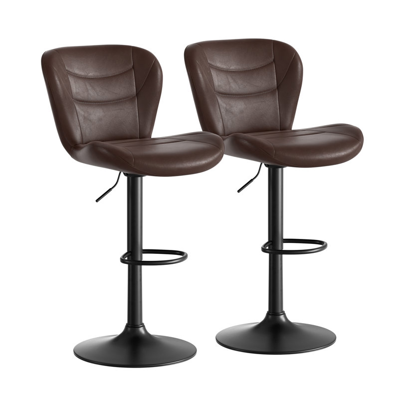 Adjustable Height Counter Stool with Metal Frame, Coffee