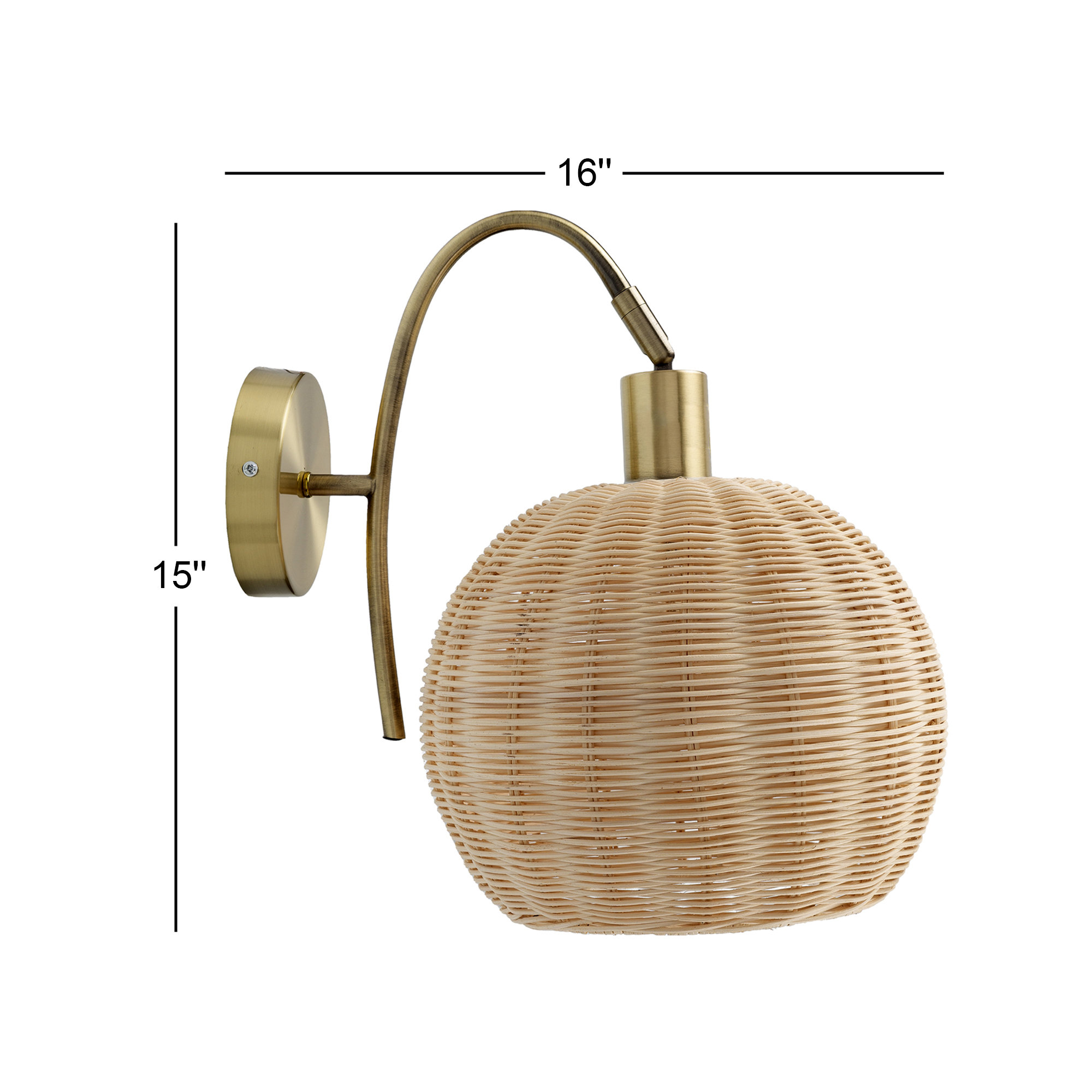 Dermott Single Light Rattan Dimmable Armed Sconce