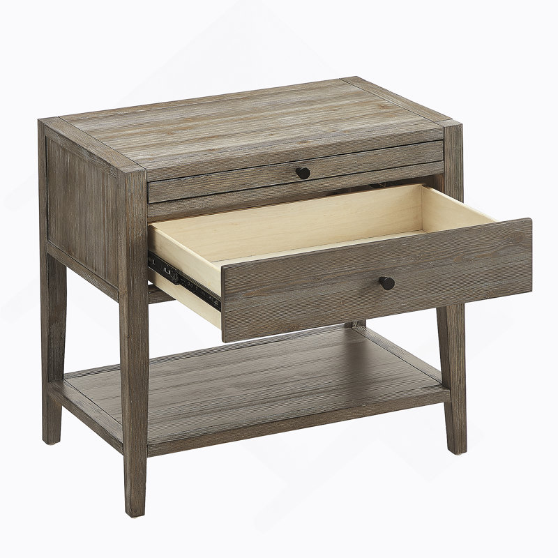 Table de chevet 1 tiroir - Gris vieilli
