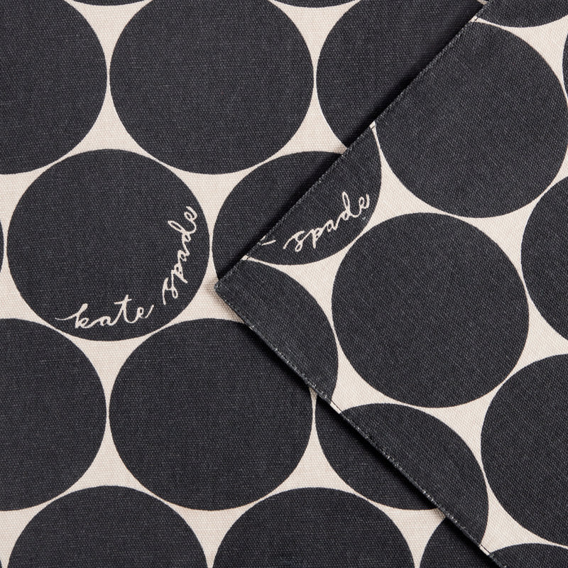 Loop And Dot 100% Cotton Polka Dots Rectangle, Onyx Black/Gray
