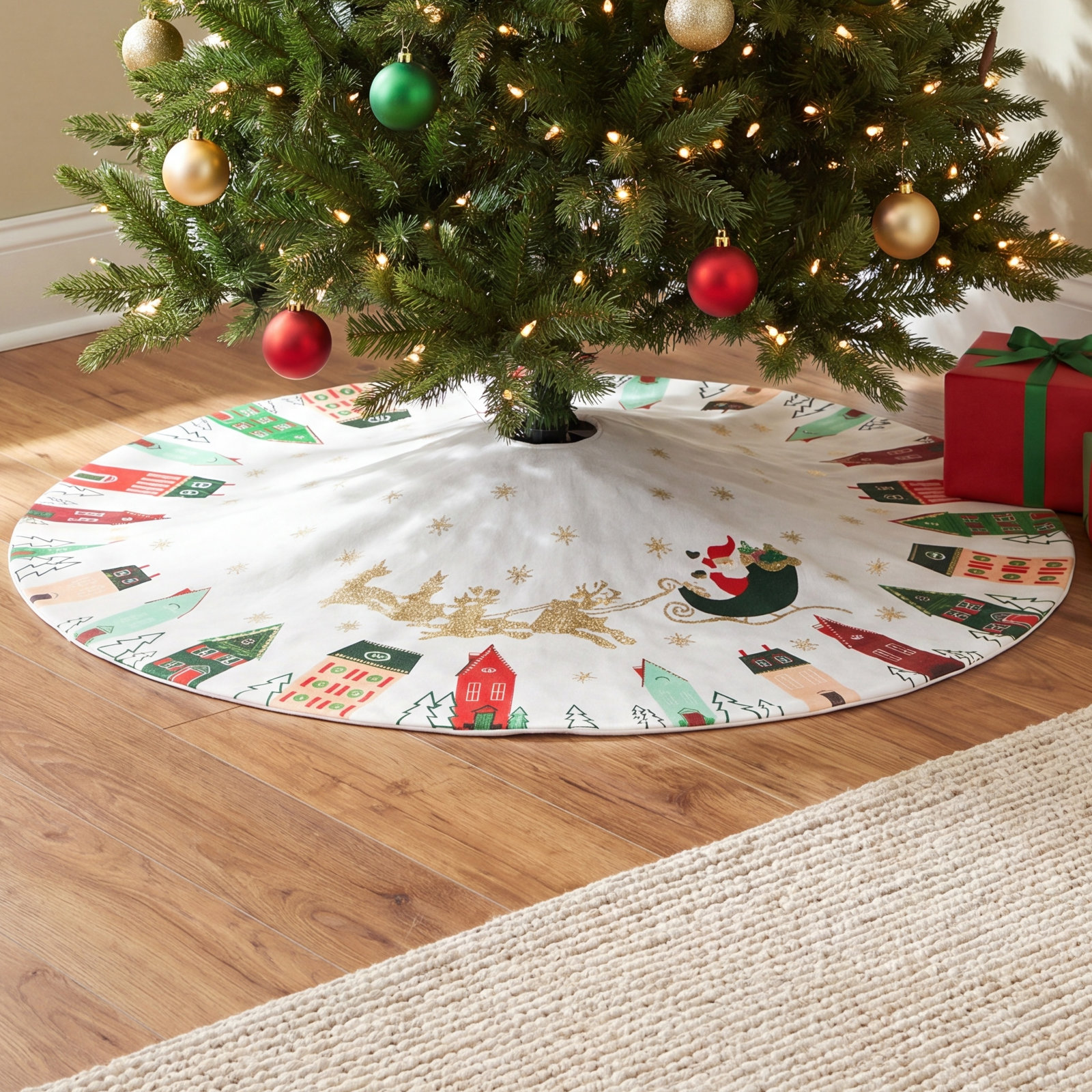 Embroidered Linen Tree Skirt