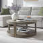 Table basse ronde en bois avec roulettes