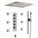 Thermostatic High Pressure Shower System, Ceiling Mount LED 2-Function Rainfall Shower Head with Handheld Spray, Body Jets