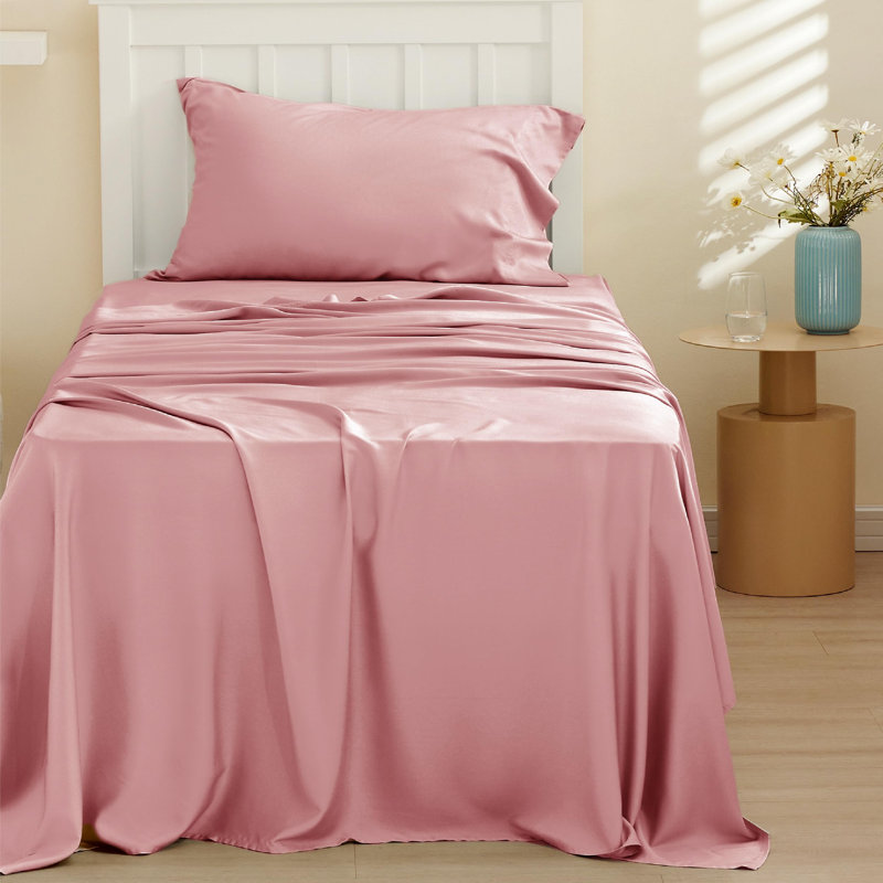 Essential Collection Cooling Rayon Derived from Bamboo Sheet Set, Blush Pink, Twin XL Sheet Set with 1 Pillowcase