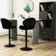 Lot de 2 chaises de bar ajustables, noires, avec dossier et repose-pieds, pour comptoir de cuisine ou de pub.