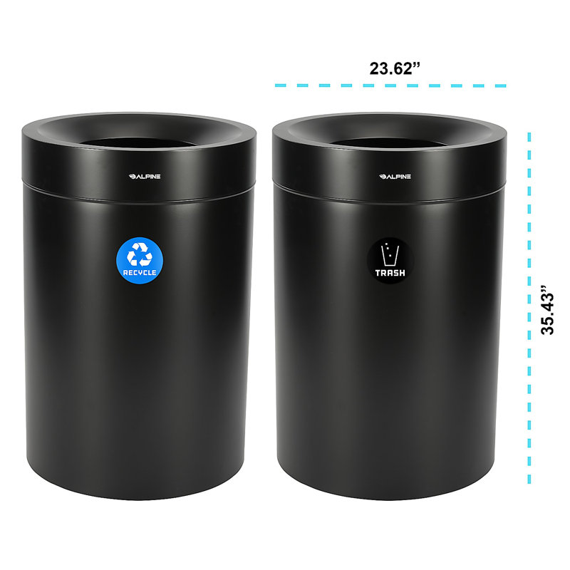 Poubelle de recyclage et poubelle en acier inoxydable 50 gallons, Noir
