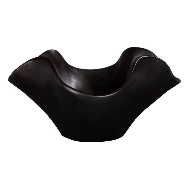 Teak Wood Bowl, Black, Black