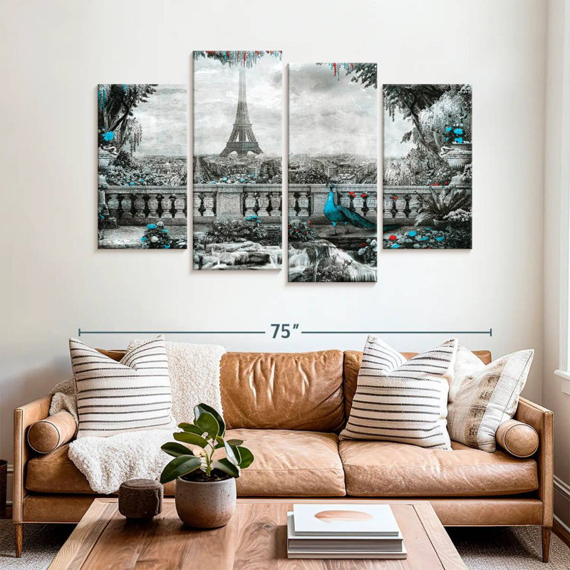Vue de jardin sur la tour Eiffel de Nicci, H 42 po x l 68 po