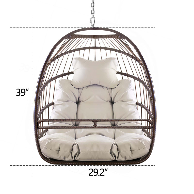 Chaises de panier à œufs pivotantes sans support pour l'intérieur et l'extérieur, Beige/Brown