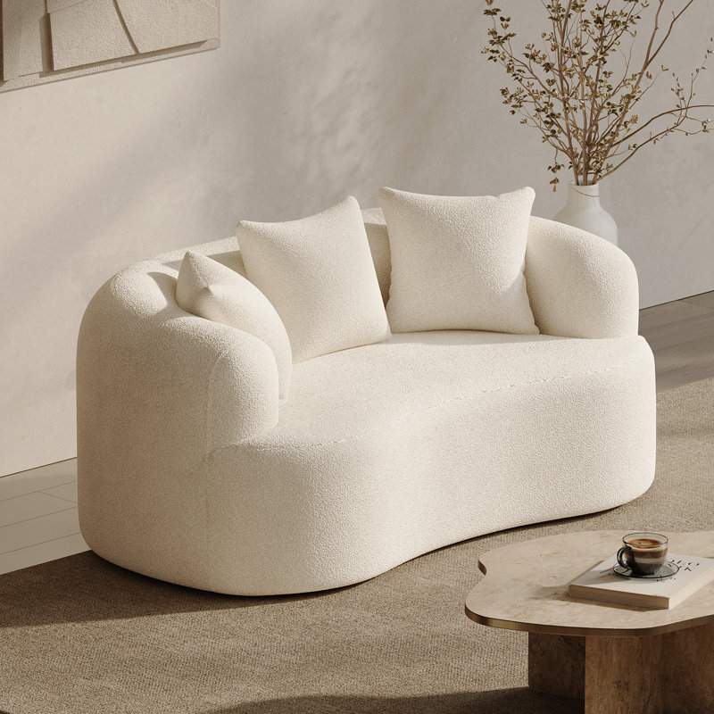 Canapé 68,5 po Chenille, H 24,8 po x l 68,5 po x P 39,4 po, Beige / Blanc, 2