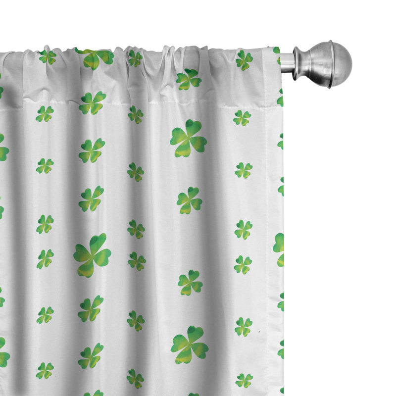 East Urban Home Shamrock 4-Panel Curtains, St Patricks Day Clover, Green White, 56" W x 84" L