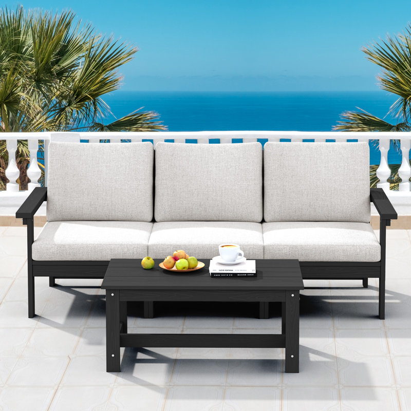 3-Person HDPE Outdoor Seating Group, only  Frame, White, Black