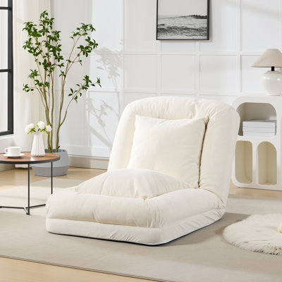 Human Dog Bed for Adult, Comfy Lazy Sofa Bed with 2 Pillows & 5 Adjustable Position, Chenille Upholstered Lounge Chair for Living Room Bedroom Beige