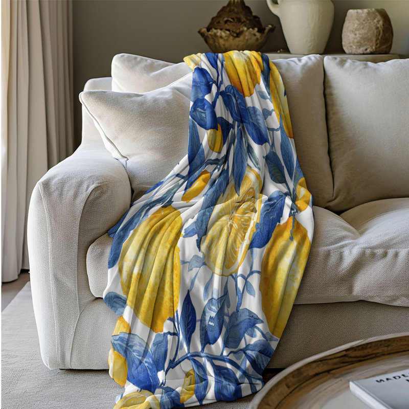 Lemon Tile Motifs - 1 pièce Sherpa Premium, Lit simple