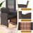 3 Pcs Wicker Bistro Set Balcony Furniture Set With Tempered Glass Dining Table