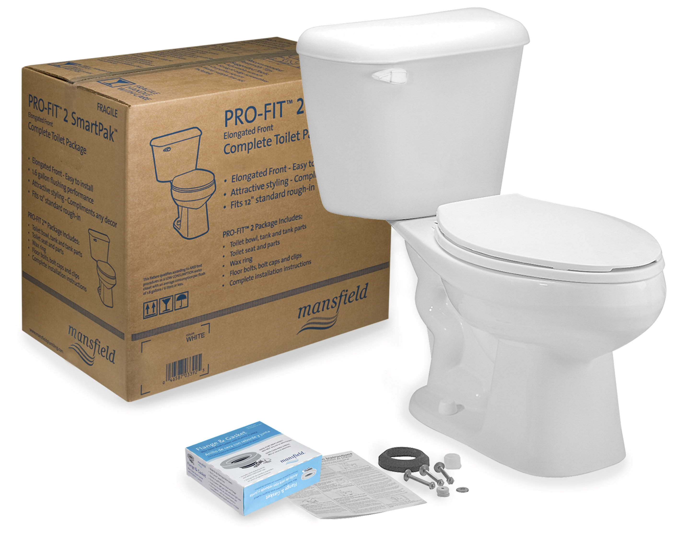 Mansfield Plumbing Products Pro-Fit 2 1.28 GPF Elongated Comfort Height ...