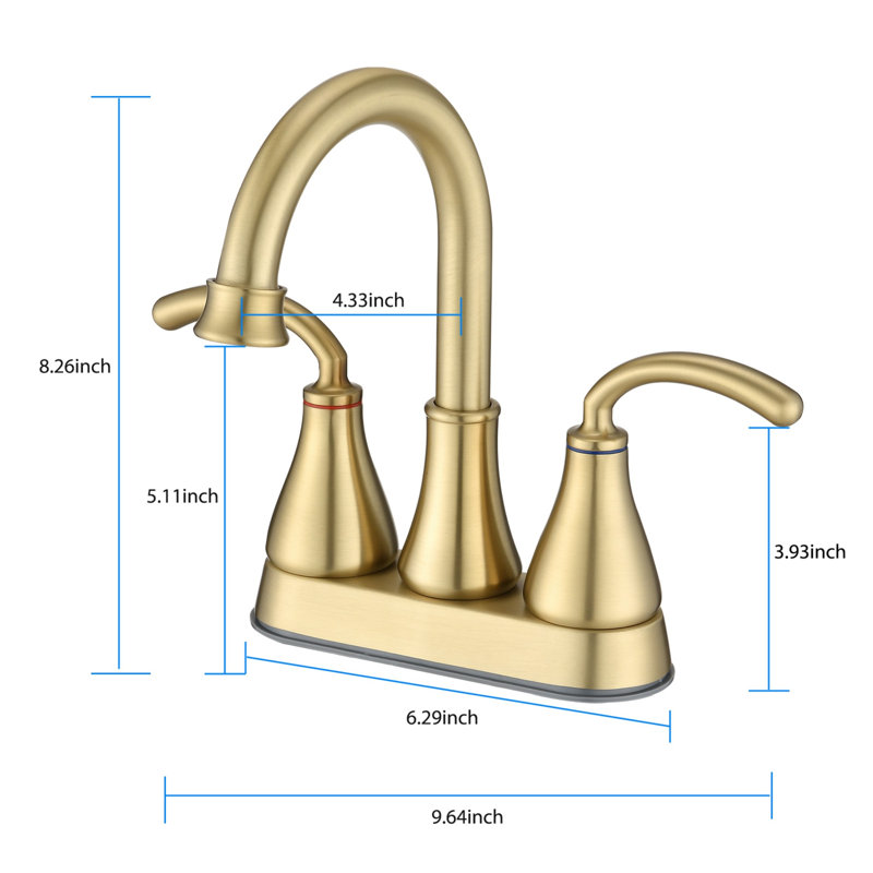 Robinet de lavabo de salle de bain à 2 poignées en zinc avec bec pivotant