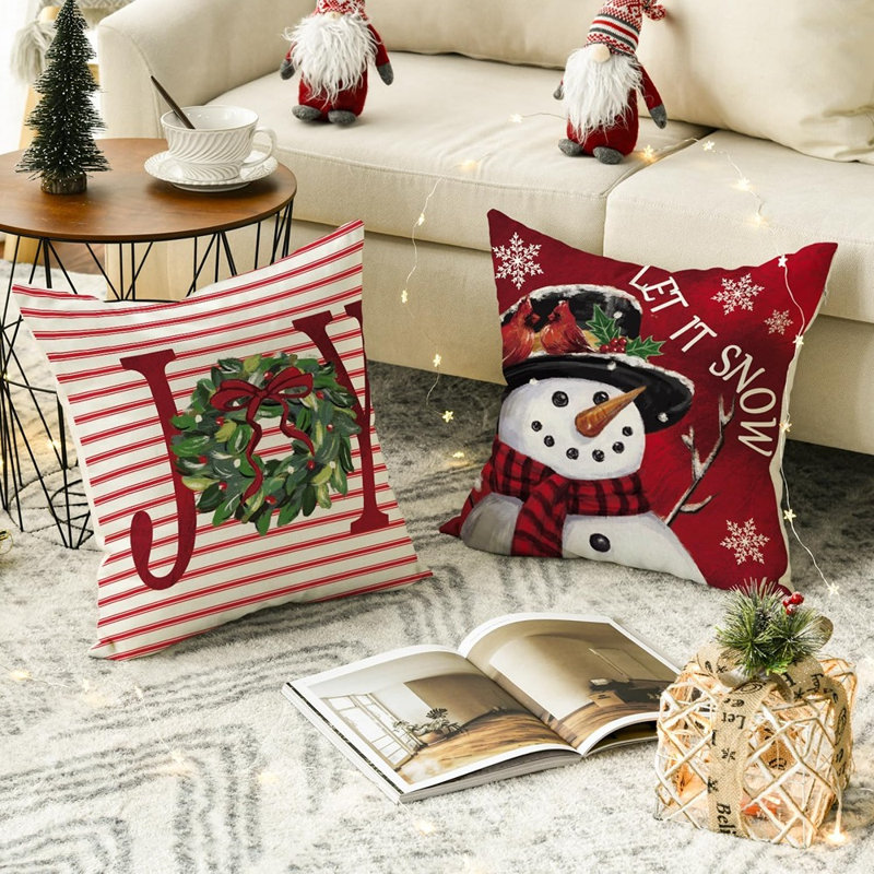 Merry Christmas Let It Snow Joy Stripes Gift Box Red