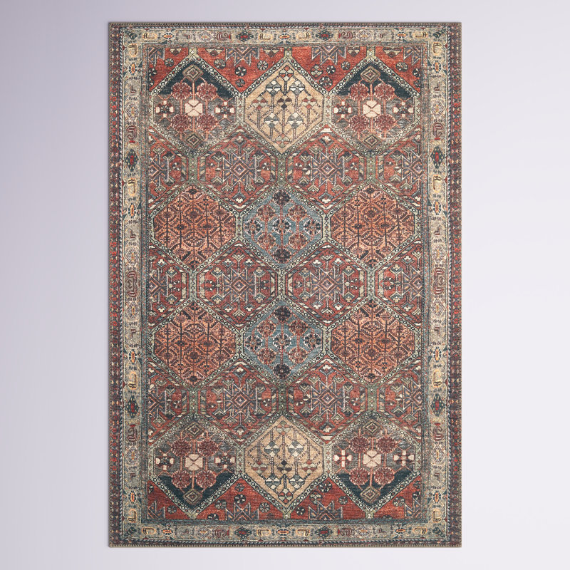 Kemmer Oriental Machine Woven Cotton/Polyester Area Rug, Rectangle 5' x 7'6"
