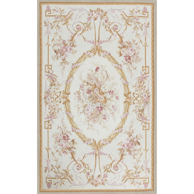 Tapis ivoire et ivoire noué à la main de haute qualité