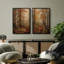 Autumn Birch Forest Path Warm Woodland Living Room Decor, 2 pièces, impression encadrée-774051389-774051390