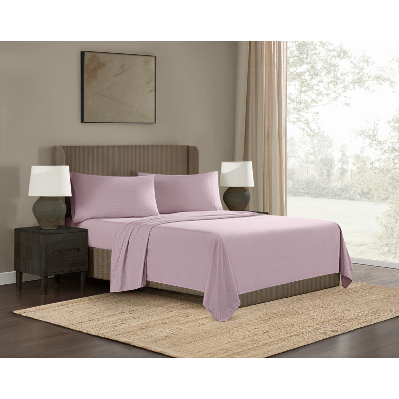 Ensemble de draps Frye, Ensemble de draps pour grand lit avec 2 taies d'or, Rose