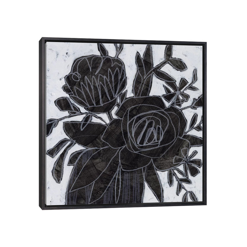 Print, H 26 po x l 26 po x P 1,5 po, Pas de tapis, Toile avec cadre noir patiné