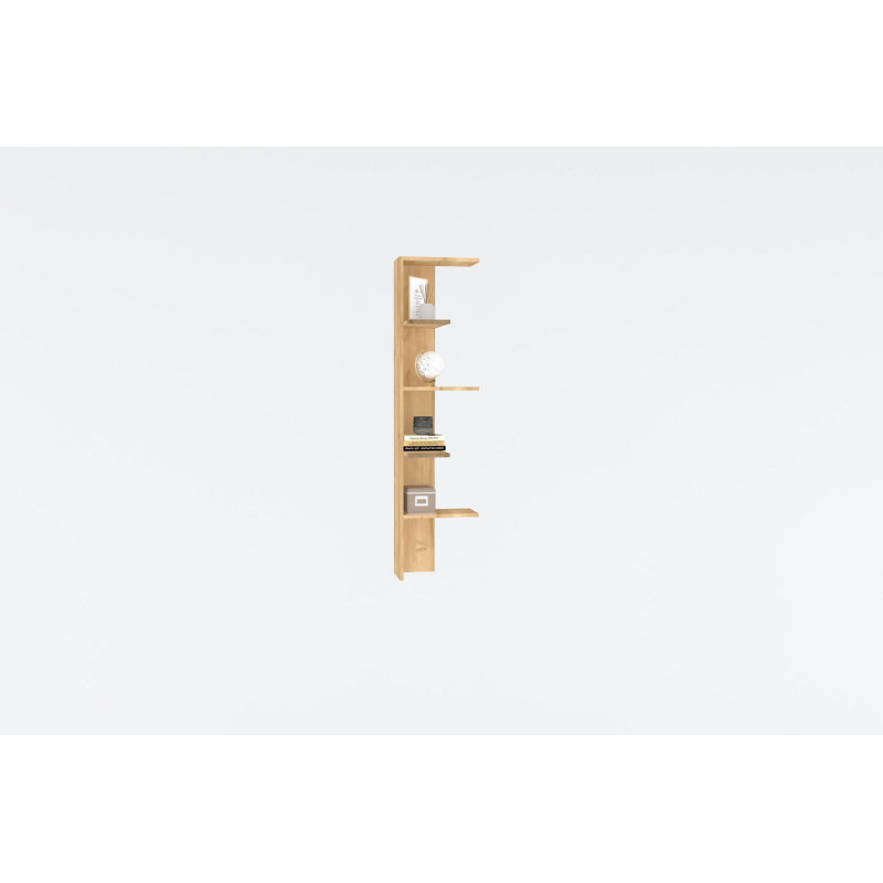 Modern Oak Bookshelf with Wall-Mounting Option, 63.0 x 15.9 x 8.4 inches | 100% Melamine Coated Particle Board, Thickness: 0.7 inches | Stylish Design, Numerous Shelves for Additional Storage, Ideal for Home & Office