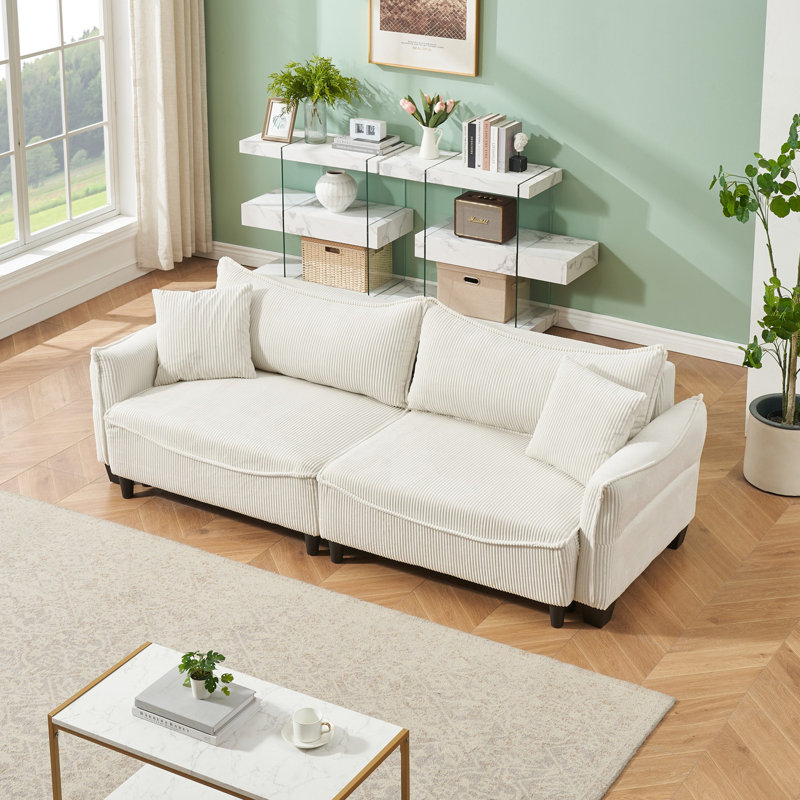 Canapé Trinety, Velours côtelé beige