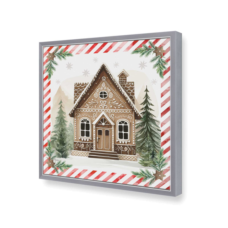 «Gingerbread Lane House II» par Nicole DeCamp, reproduction d'art, L 12 po x H 12 po, Argent, Impression encadrée