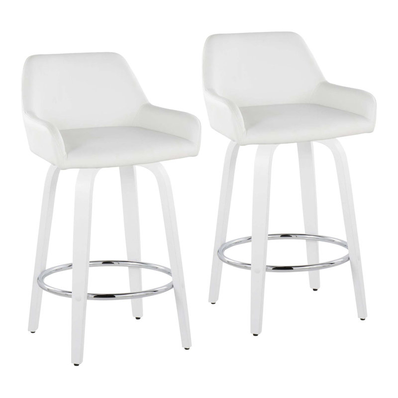 Swivel Upholstered Counter Stool, Blanc, 0.001