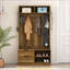 Hall Tree with 6 Hooks, Shoe Bench &amp; Storage | Brown | MDF-121840622